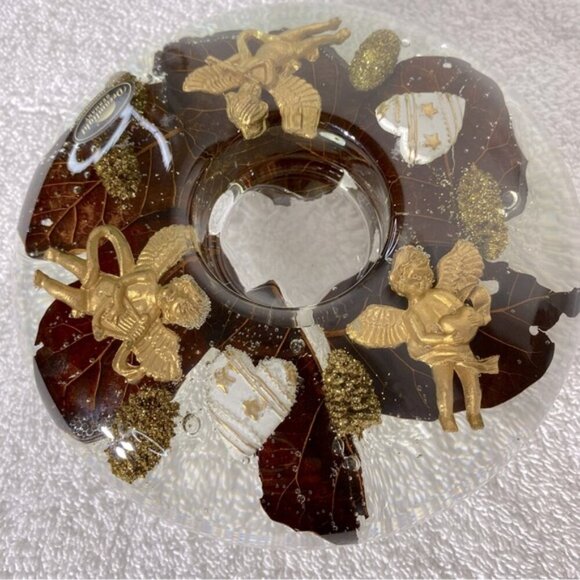 Vintage Dreamlight Germany Handmade Cherub Leaf Vomit Tealight Candle Holder - Picture 10 of 14